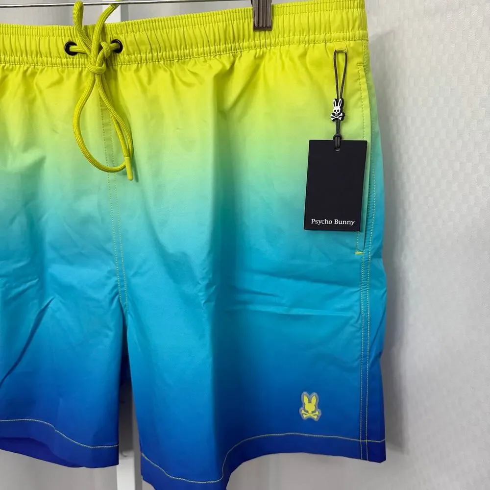 Psycho Bunny Swim Trunks Mens 3XL XXXL Malta Ombre Hydrochromic Lined Blue